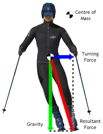 The forces when a skier leans over