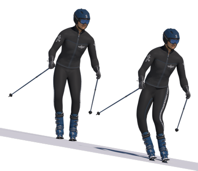 Skier with skis hip width